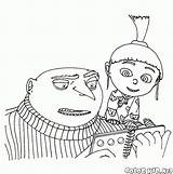 Coloring Minions Gru Pages Agnes Happy Despicable Printable sketch template