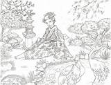 Garden Japanese Coloring Drawing Tranquil Mcpherson Jennifer Drawings Pages Fineartamerica Geisha Book Adult Designlooter Sold Line 07kb 567px sketch template