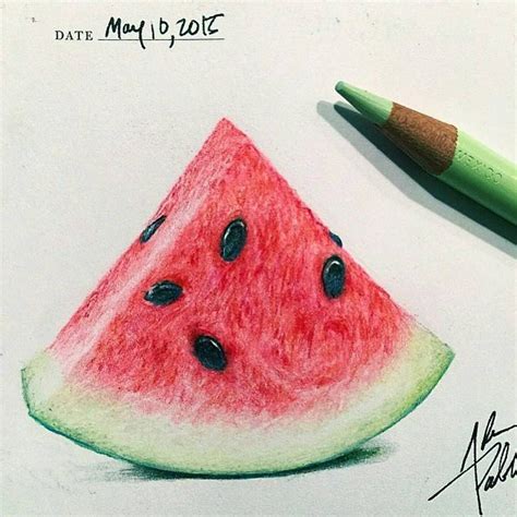 realistic colored pencils realistic watermelon drawing