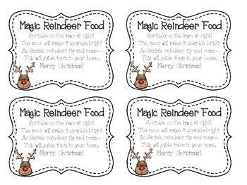 magic reindeer food labels  kookykinders teachers pay teachers