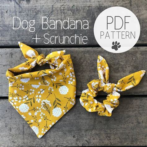dog bandana  matching scrunchie bowtie pattern  sewing etsy