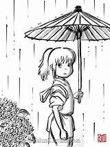 Ghibli Spirited Chihiro Haku Miyazaki Hayao Sumi Totoro Lineart Ilustraciones sketch template