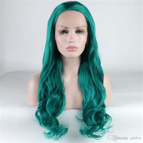 blue lace front wig heat resistant fiber hair  denstiy super wave hair synthetic hair