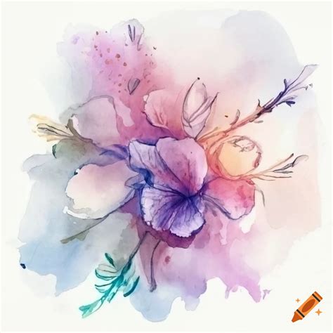 watercolor flowers   white background