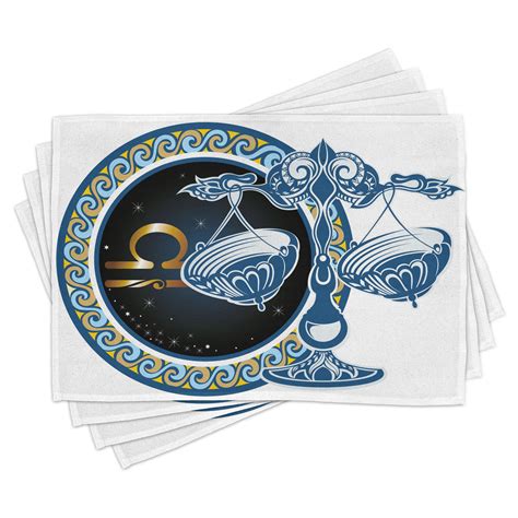 zodiac placemats set   historical astronomy icon sign libra pattern