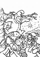 Pooh Winnie Coloring Christmas Pages Disney Cartoon Tigger Friends 2010 Kids Xmas Teamcolors Eeyore sketch template