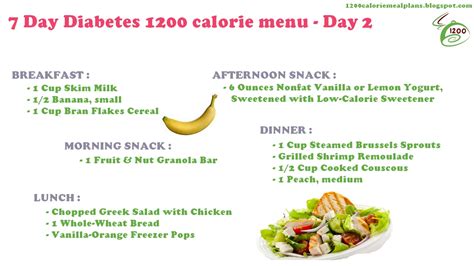 diabetic meal plans  day diabetes  calorie menu