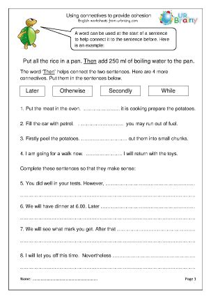 conjunction worksheets  grade connectives worksheet worksheet