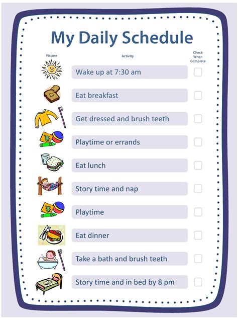 daily schedule  toddlers printable