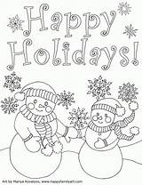 Coloring Pages Holiday Holidays Happy Printable Winter Christmas Color Drawing Family Christmascard Clipart Print Colouring Sheets Kids Year Fun Happyfamilyart sketch template