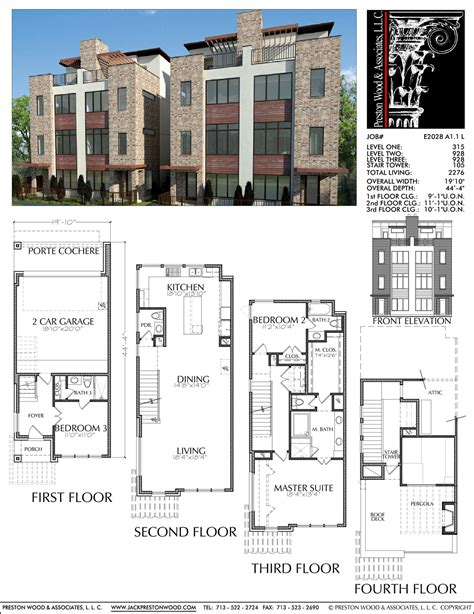 duplex townhomes townhouse floor plans urban row house plan designer preston wood associates