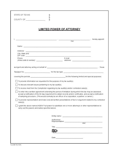 printable general power  attorney form texas