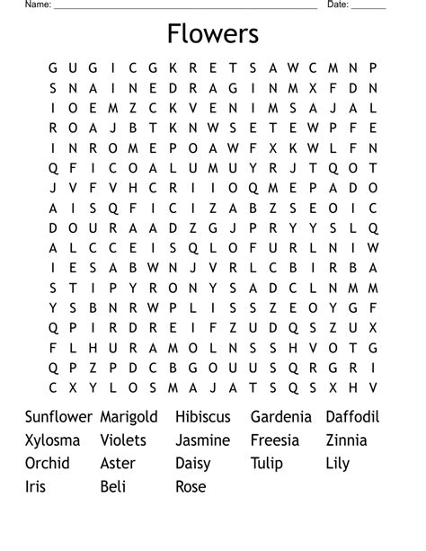 flowers word search wordmint