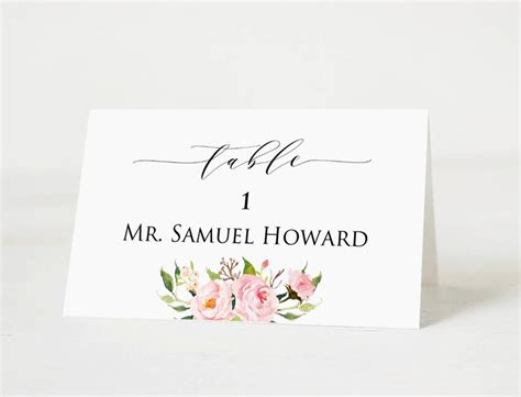 wedding place cards template printable head table card pertaining