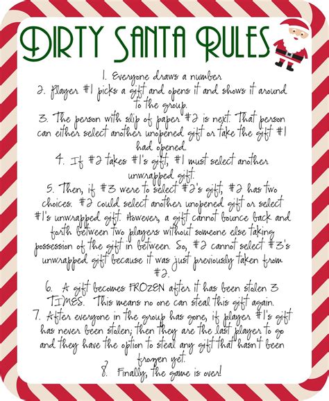 dirty santa game rules printable printable world holiday