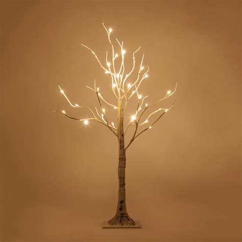 ft led white birch twig tree light  warm white led lights flexible decorative branches