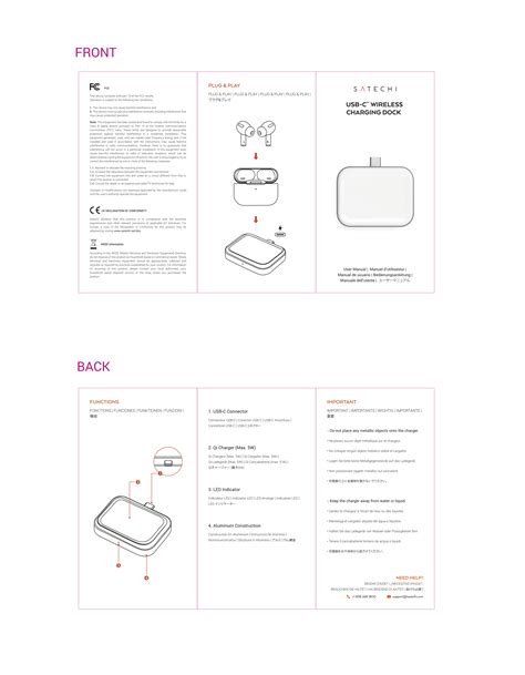 instruction manual usb  wireless charging dock  airpods satechi