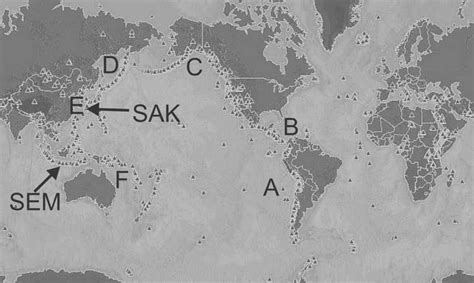 global map   locations  active volcanoes annotated  show   scientific