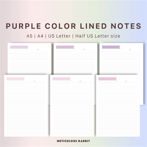 lined notes printable template lined paper simple note etsy study