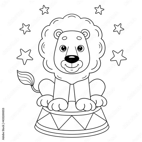 coloring page outline  cartoon lion  circus coloring book  kids