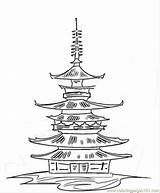 Pagoda Kleurplaat Buddhist Tempel Shrine Kleurplatenl Tattoodonkey sketch template