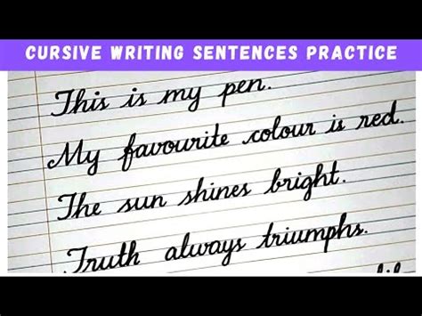 cursive writing practice simple sentences  cursive handwriting