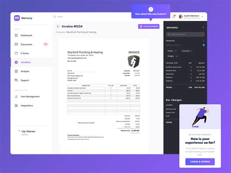 dashboard invoice processing software  wes merrill  dribbble