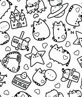 Kawaii Coloring Pusheen Pages Cat Printable Adult Cute Book Colouring Para Sheets Colorear Rocks Cats Dibujos Collage Stars Color Print sketch template