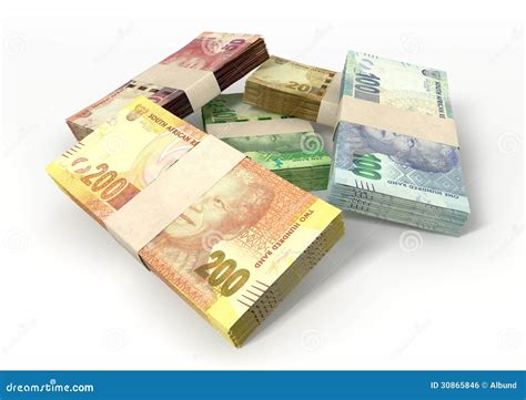 south african rand notes bundles stack editorial photo illustration