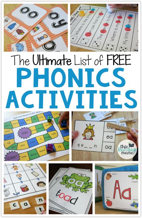 ultimate list   phonics activities  reading mama