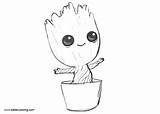 Groot Baby Easy Coloring Pages Printable Kids Sketch Adults Template sketch template