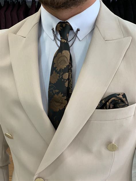 buy cream slim fit double breasted suit  gentwith  shipping
