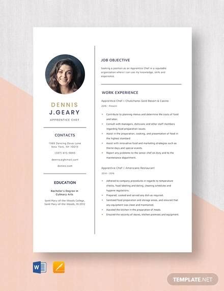 sample chef resume templates  ms word