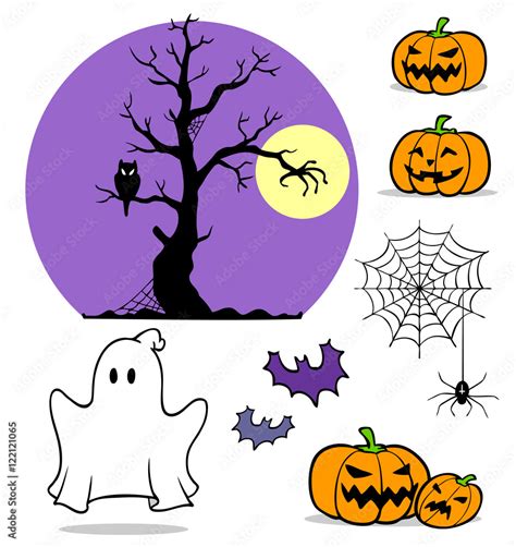halloween clip art set mit kuerbis und geist stock illustration adobe