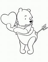 Pooh Coloring Valentines Pages Disney Mickey Mouse Valentine Winnie Bear Printable Baby Color Sheets Kids Cupid Disneyclips Poo Getcolorings Simple sketch template