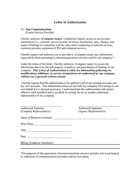 letter  authorization form  word   formats