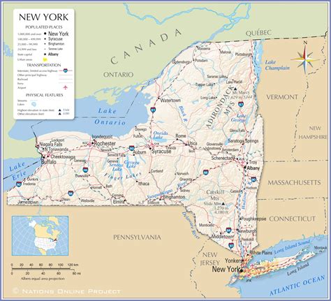 map   state   york usa nations  project