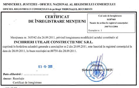 acte credit nord hire development srl inchirieri utilaje constructii nhc srl certificate