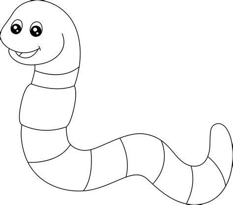 worm coloring page isolated  kids  vector art  vecteezy