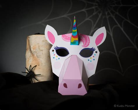 printable unicorn paper mask rainbow unicorn  halloween  etsy