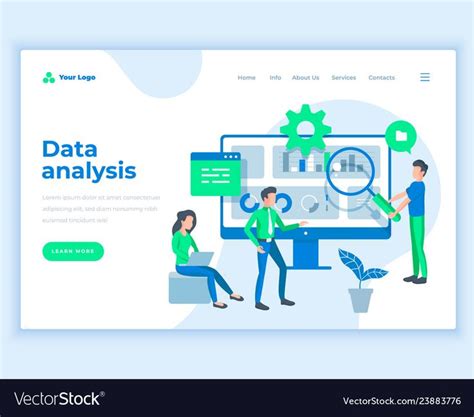 landing page template data analysis concept with vector image