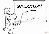 Coloring School Welcome Board Chalk Pages Professor Displayed Text Printable sketch template