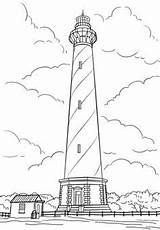 Lighthouse Coloring Cape Hatteras Carolina North Pages Lighthouses Printable Colouring Drawing Template Print House Drawings Disegno Paper Cod Large Tattoo sketch template