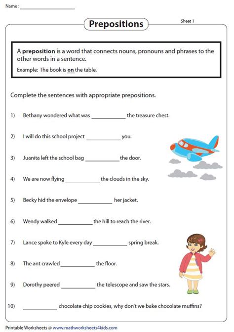 preposition worksheets preposition worksheets prepositions