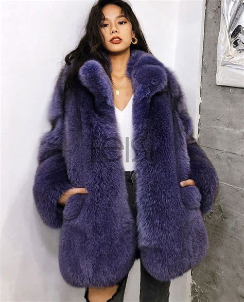 real fur coat jacket purple fox fur jacket  fur shop  fur street style fox