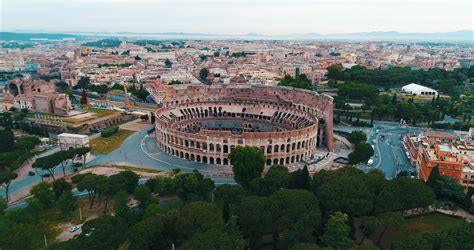 aerial rome italy sunrise colosseum cinematic stock footage sbv
