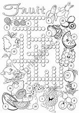 Crossword Fruit Worksheet Fruits sketch template