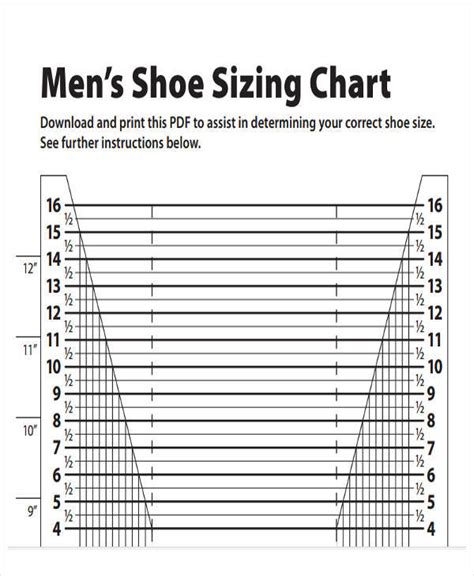 adult printable shoe size template
