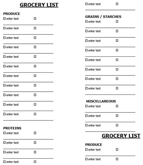 printable master grocery list templates excel word   collections