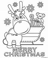 Coloring Christmas Pages Merry Reindeer Sleigh Printable Print Book sketch template